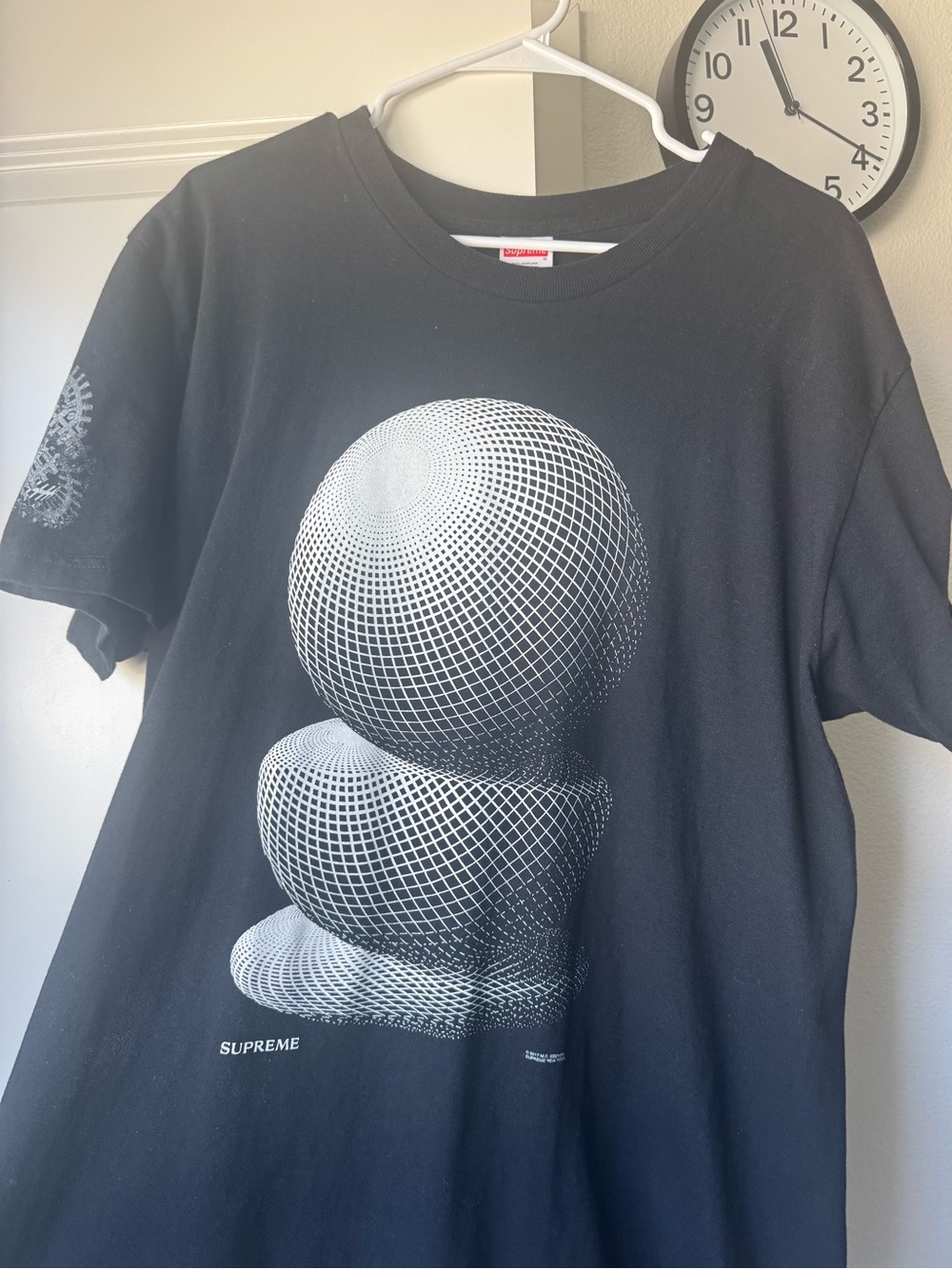 Supreme Black Tee with White Optical Sphere Graphic